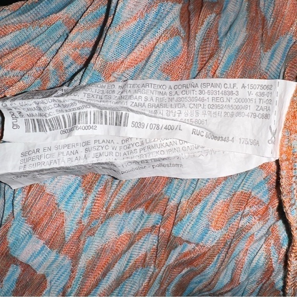 ZARA Jacquard Crinkle Flowy Crisscross Halter Top Size L Large Abstract Floral - Picture 7 of 7